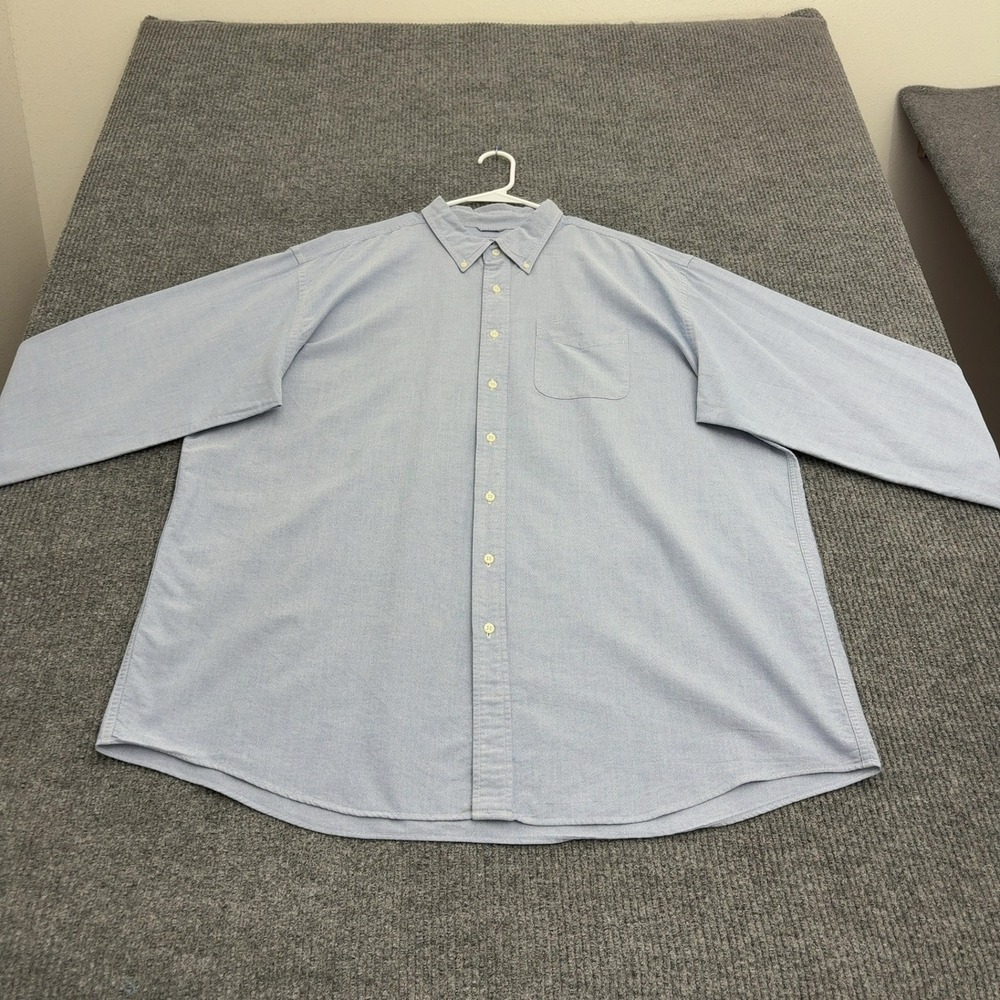 LL Bean Shirt Mens XXL Blue Cotton Long Sleeve Button Down Oxford Classic